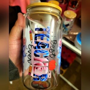 16oz Glass Tumbler "Best Teacher"